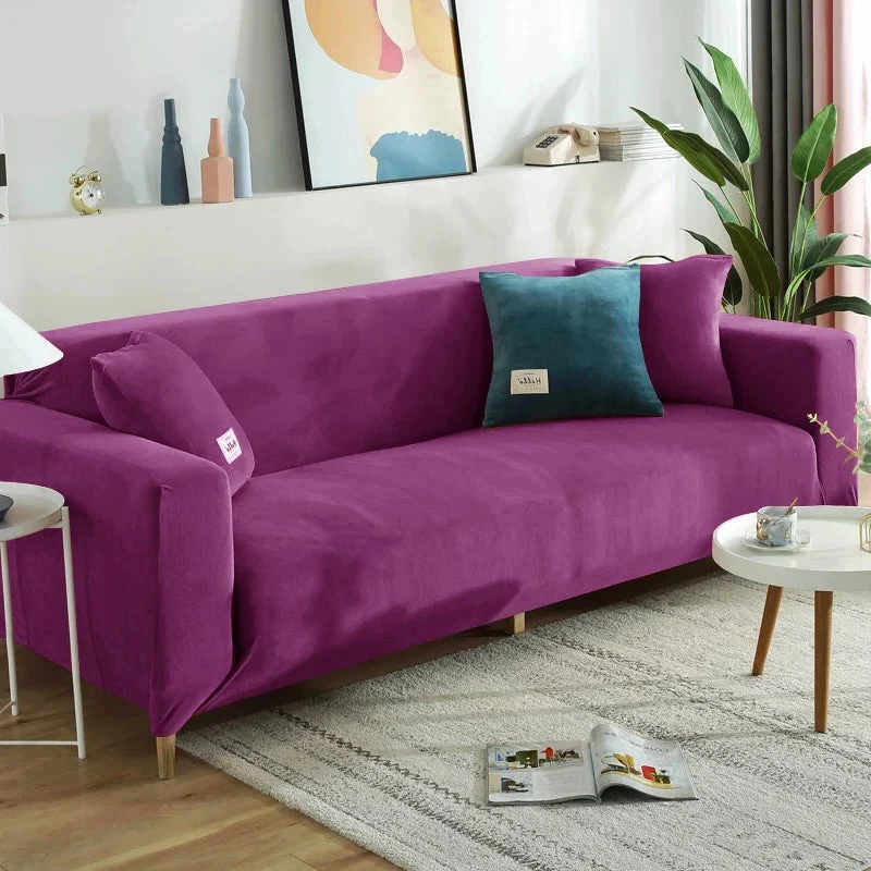 Housse de canapé extensible velours doux et chaleureux prémium