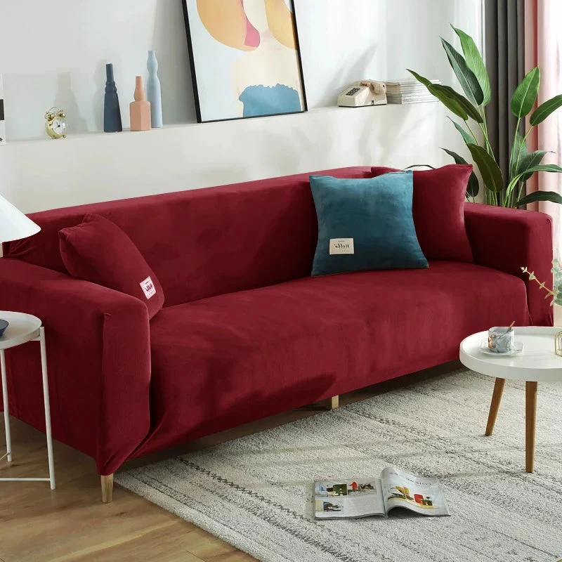 Housse de canapé extensible velours doux et chaleureux prémium