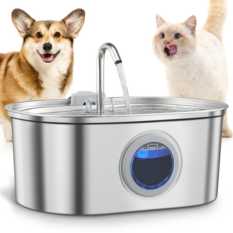Fontaine à Eau Automatique pour Chat & Chien 3,2 L en Acier Inoxydable | Ultra Silencieuse avec Filtration