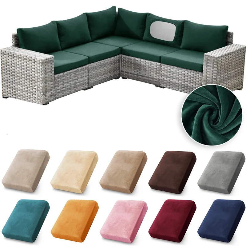 Housse de Coussin Salon de Jardin Extérieur Velours Extensible