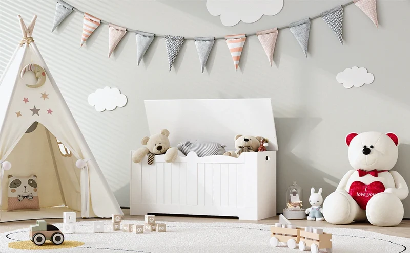 Banc de rangement en bois avec coffre