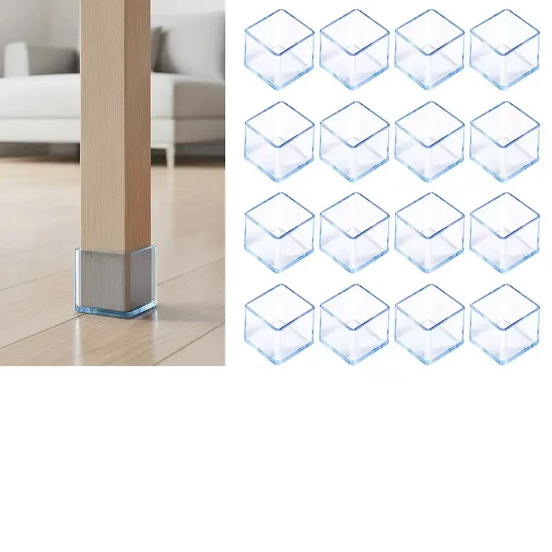 Protections en silicone pour pieds de chaises et tables carrés – Lot de 8