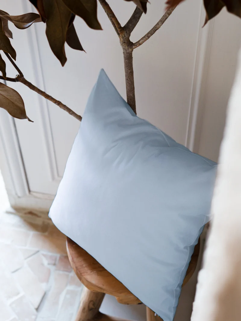 Housse de coussin unie en Coton - Bleu ciel
