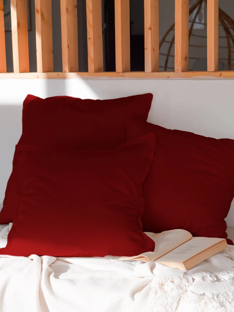 Housse de coussin unie en Coton - Rouge