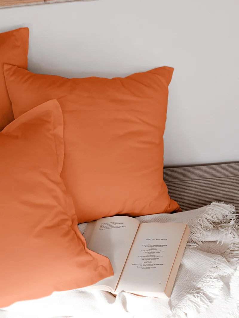 Housse de coussin unie en Coton - Orange