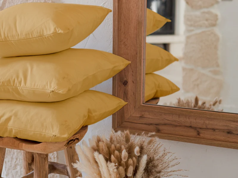 Housse de coussin unie en Coton - Jaune