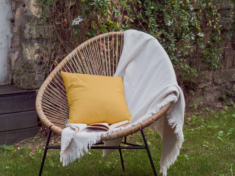 Housse de coussin unie en Coton - Jaune