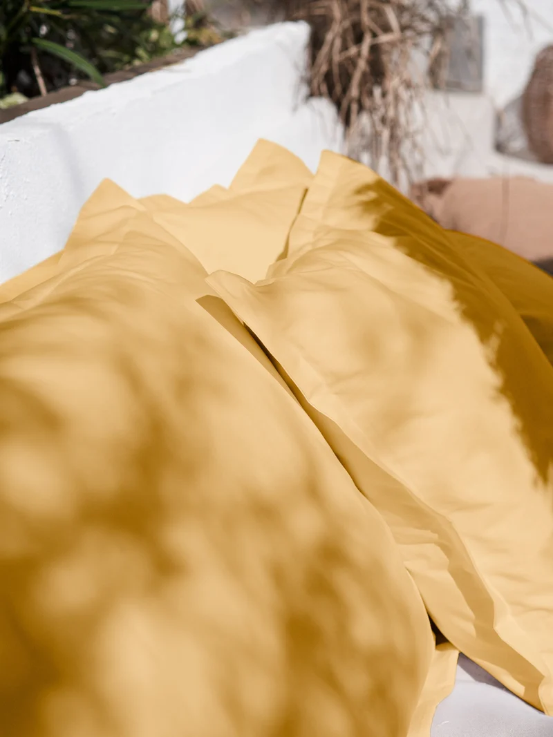 Housse de coussin unie en Coton - Jaune