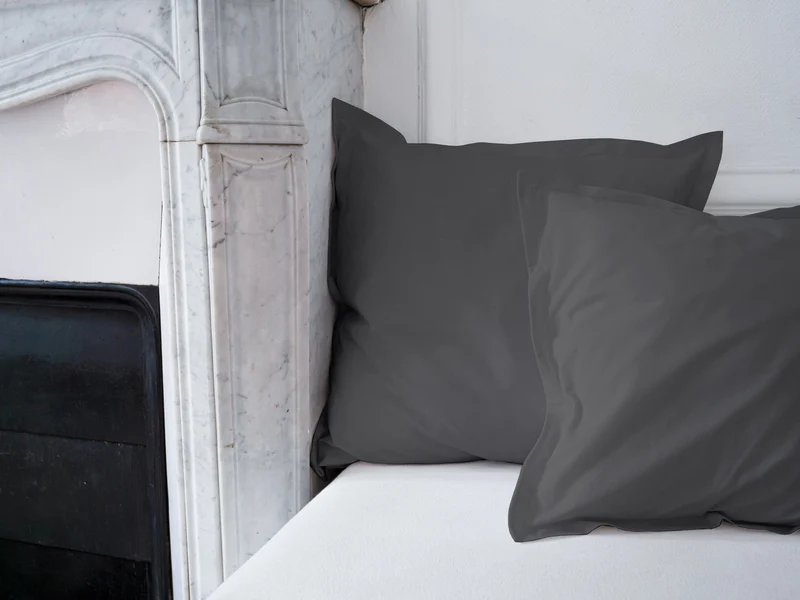 Housse de coussin unie en Coton - Gris souris