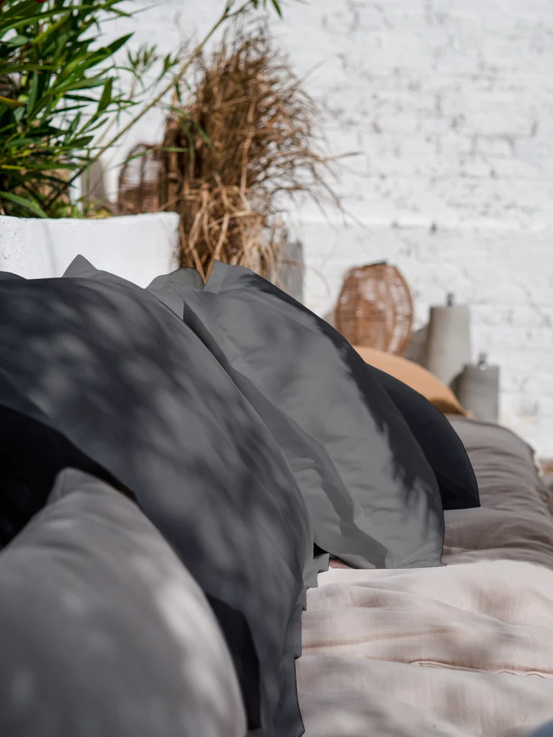 Housse de coussin unie en Coton - Gris souris