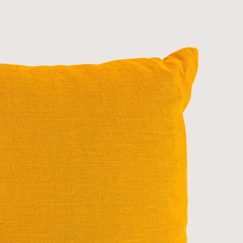 Housse de coussin en lin lavé - Jaune Moutarde