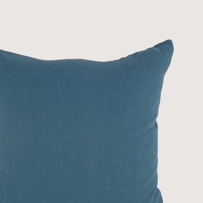 Housse de coussin en lin lavé - Bleu Niagara