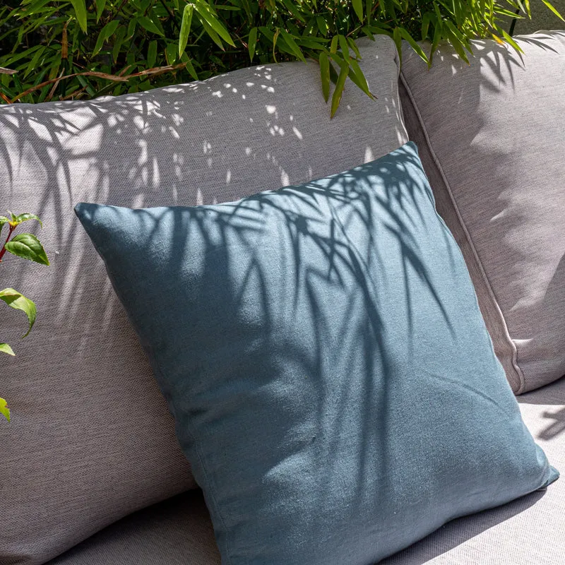 Housse de coussin en lin lavé - Bleu Niagara
