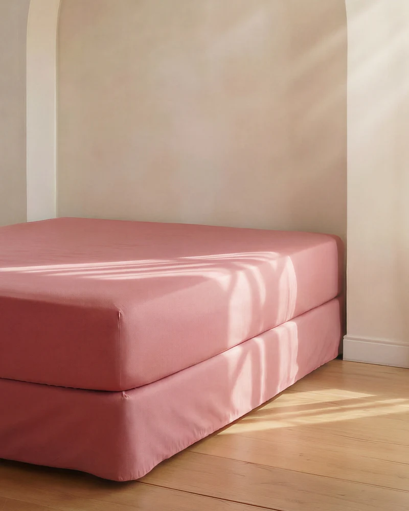 Drap housse en Percale de coton - Vieux rose