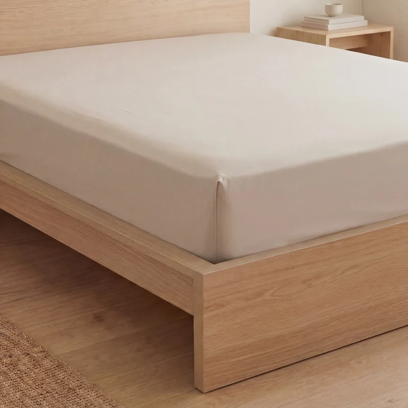 Drap housse en Percale de coton - Beige