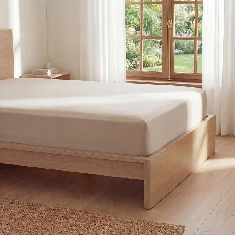 Drap housse en Percale de coton - Beige