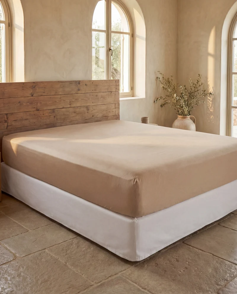 Drap housse en Percale de coton - Marron