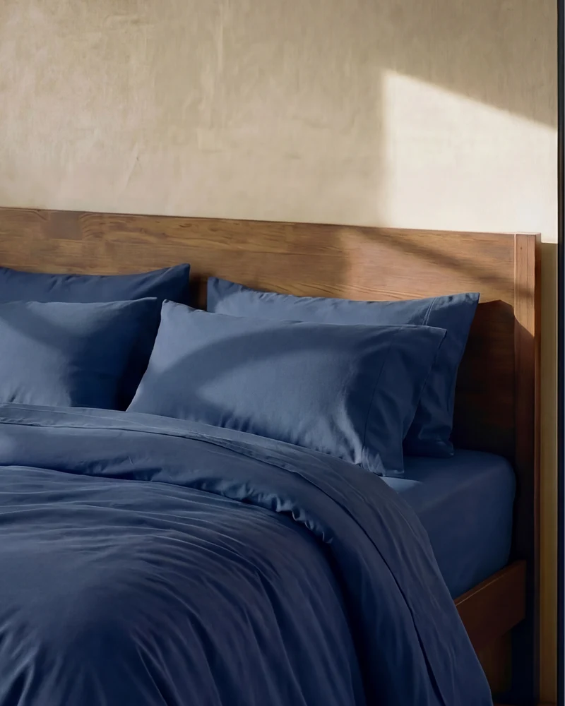 Drap housse en Percale de coton - Bleu marine