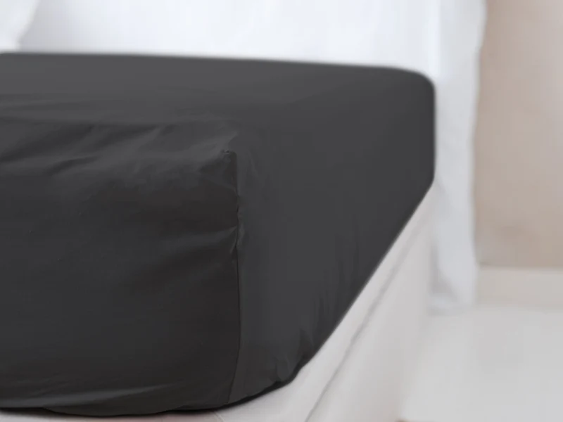 Drap housse en Percale de coton - Gris anthracite