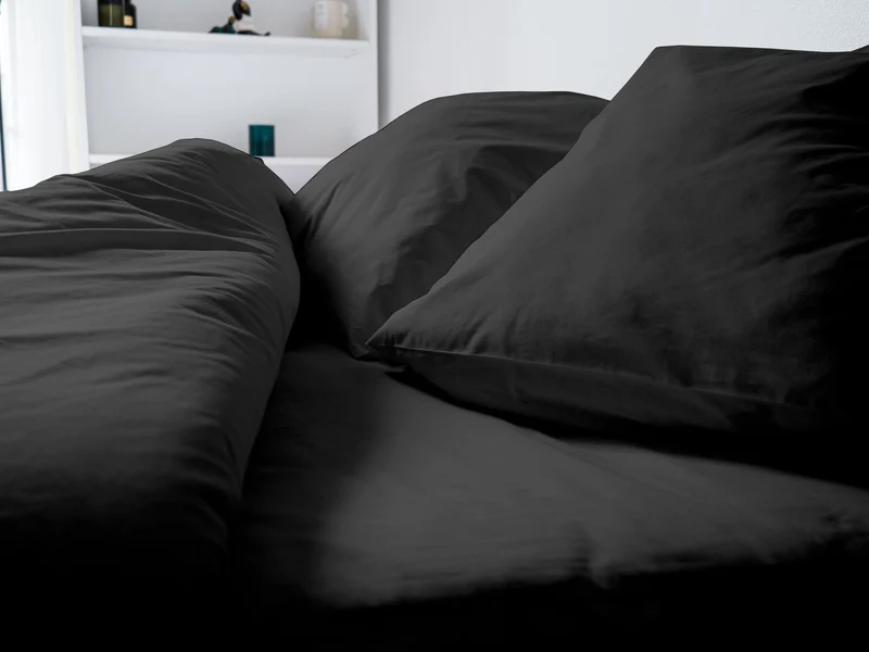 Drap housse en Percale de coton - Gris anthracite