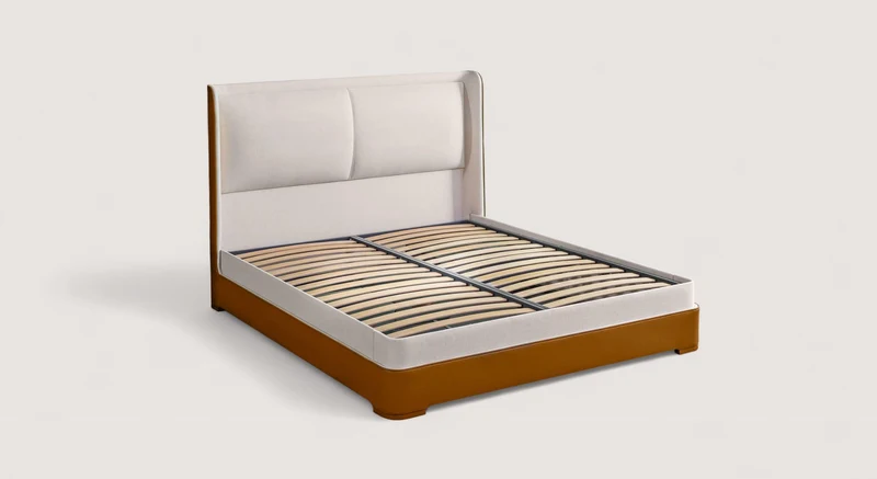 Lit coffre avec tête de lit ISABEL Cosmic Beige / Cassa/-Brown