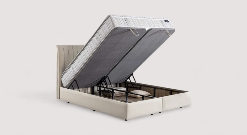 Pack lit coffre, matelas et tête de lit AMSTERDAM Zeugma Beige