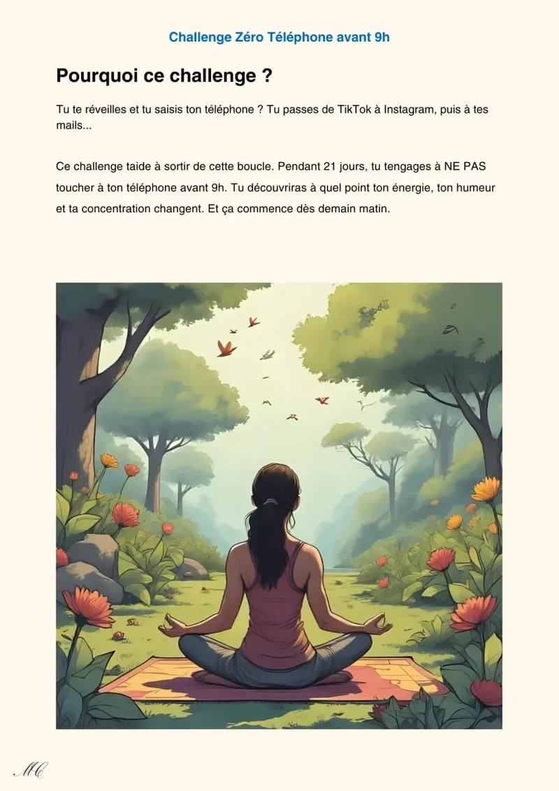 Challenge Zéro Téléphone avant 9h