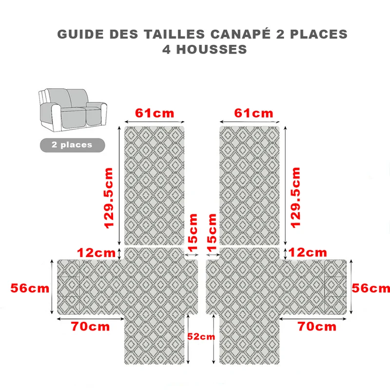Housse de protection imperméable et anti griffe pour canapé relax 2 places