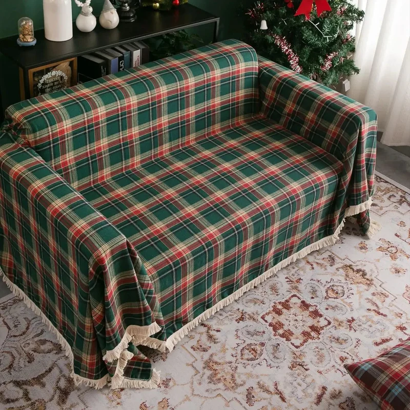 Plaid jeté de canapé ou fauteuil grande taille carreaux écossais