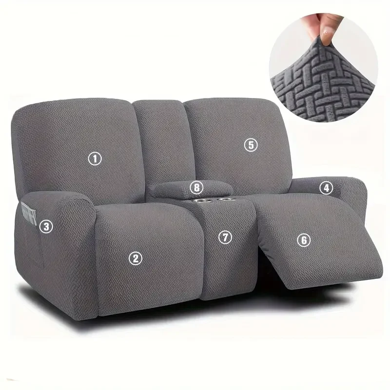 Housse pour canapé relax 2 places avec console centrale velours damassé