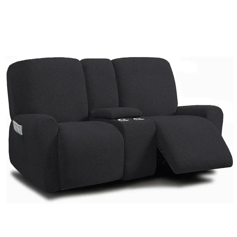 Housse pour canapé relax 2 places avec console centrale velours damassé