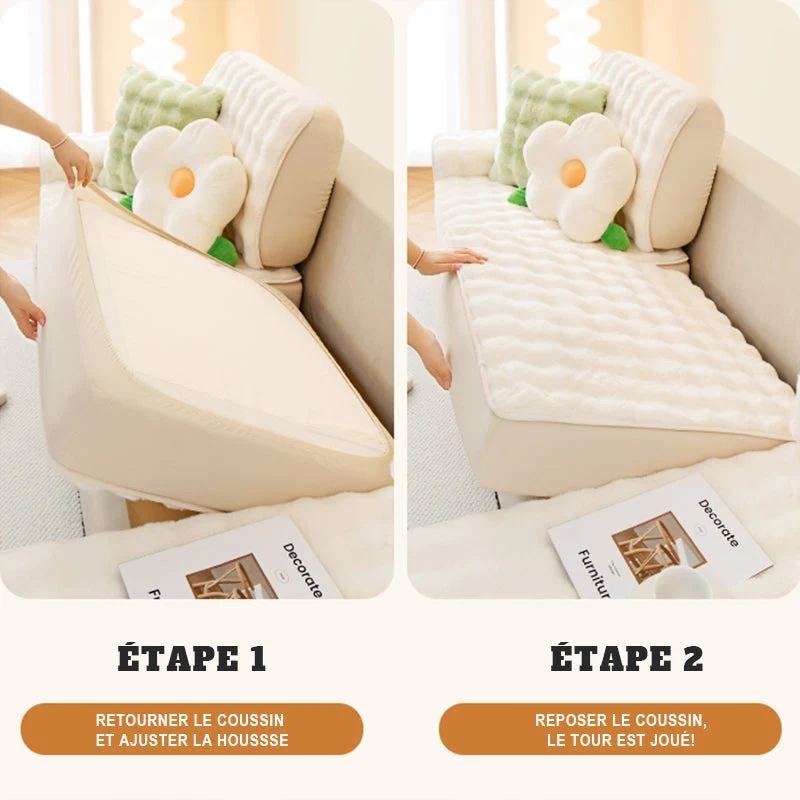Housse de coussin de canapé d'hiver en polaire douce et épaisse - Nuage de douceur