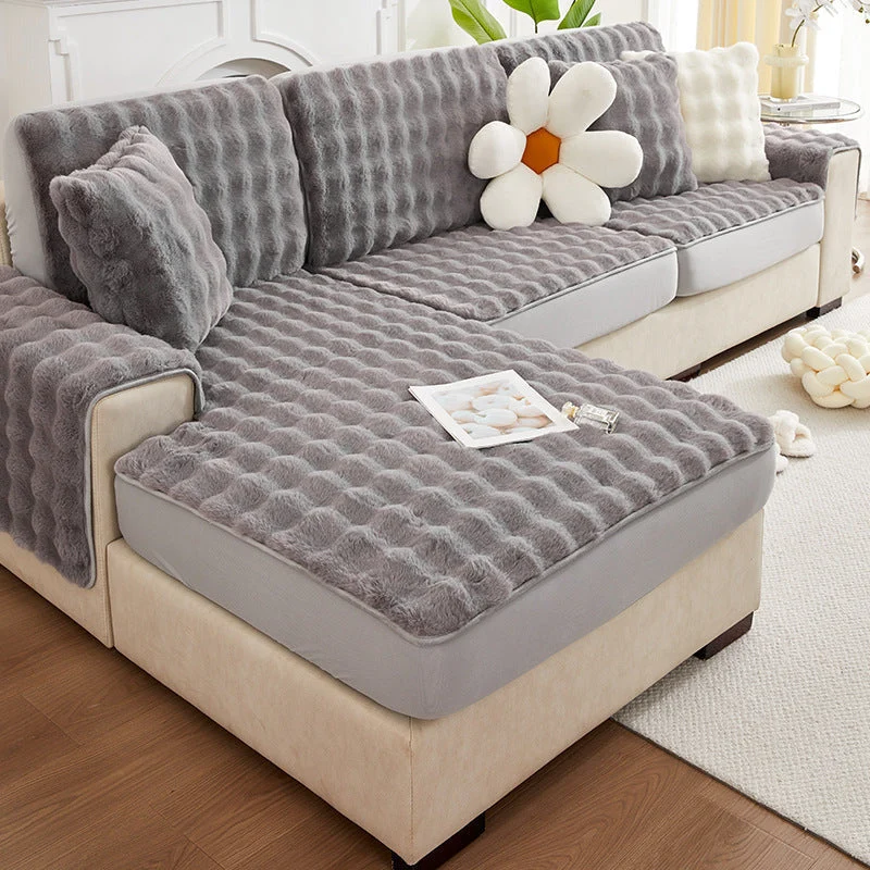 Housse de coussin de canapé d'hiver en polaire douce et épaisse - Nuage de douceur