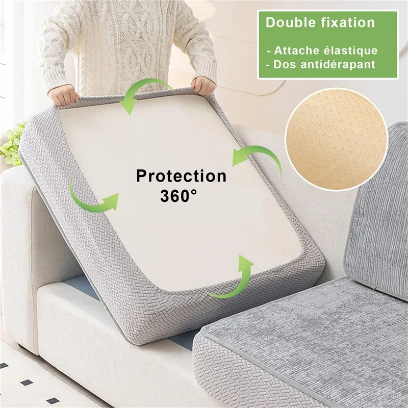 housse pour coussin de canapé en Chenille renforcée anti griffes de chats