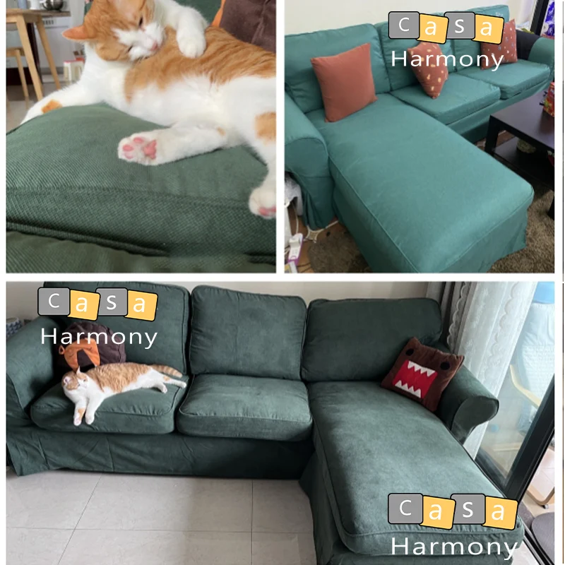 Housse pour canapé d'angle IKEA EKTORP 2 places + méridienne - Polycoton twill denim