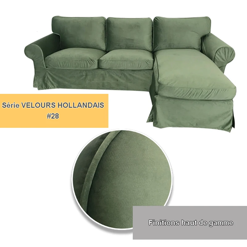 Housse pour canapé d'angle IKEA EKTORP 2 places + méridienne - Velours hollandais