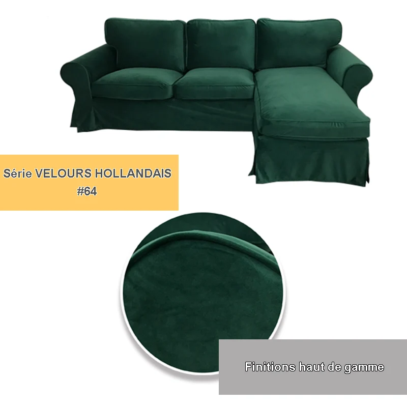 Housse pour canapé d'angle IKEA EKTORP 2 places + méridienne - Velours hollandais