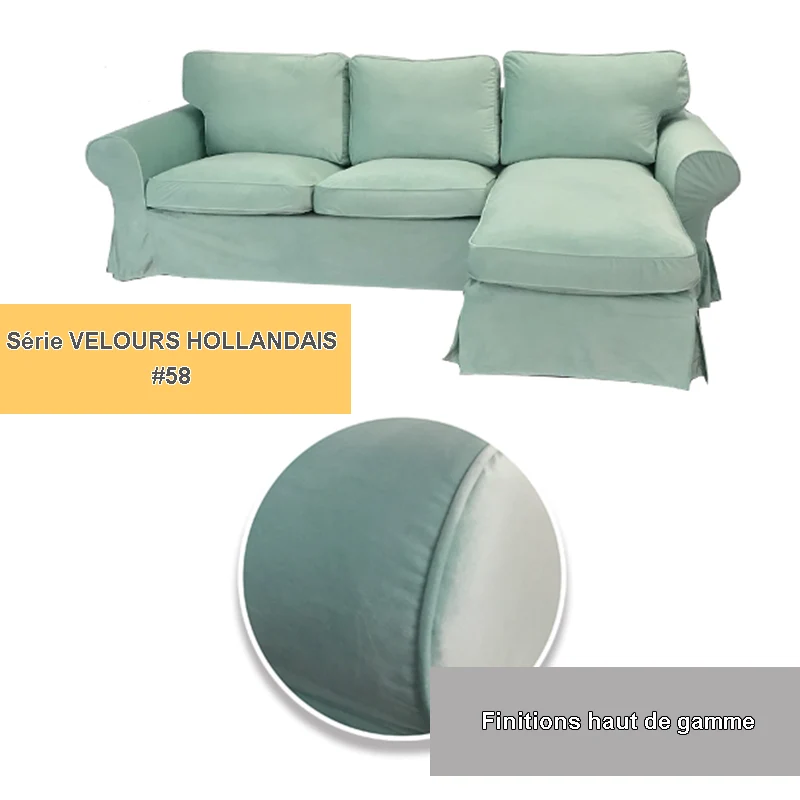 Housse pour canapé d'angle IKEA EKTORP 2 places + méridienne - Velours hollandais