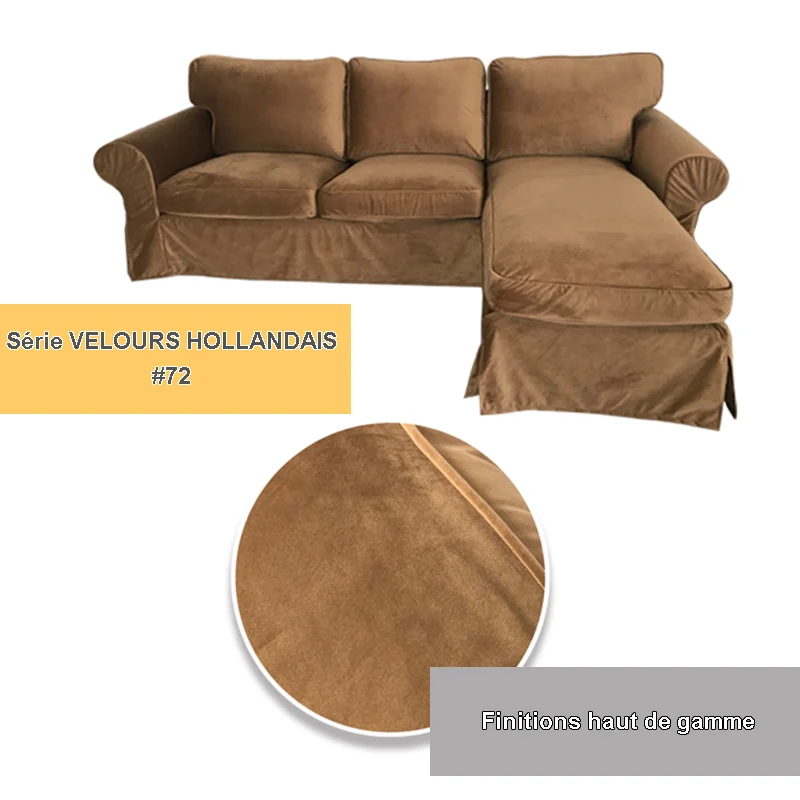 Housse pour canapé d'angle IKEA EKTORP 2 places + méridienne - Velours hollandais