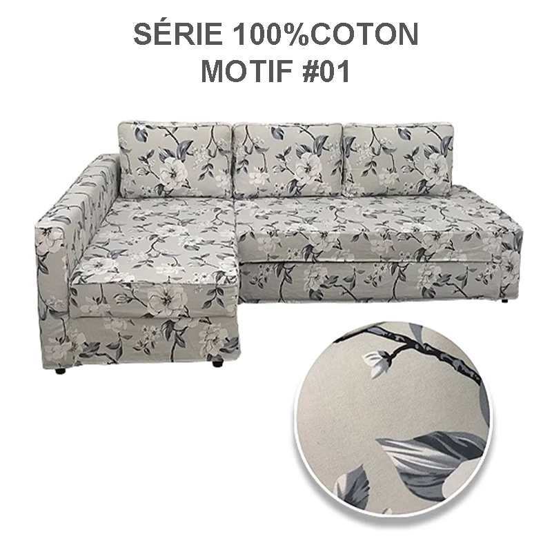 Housse pour canapé d'angle convertible IKEA FRIHETEN motifs imprimés 100%coton