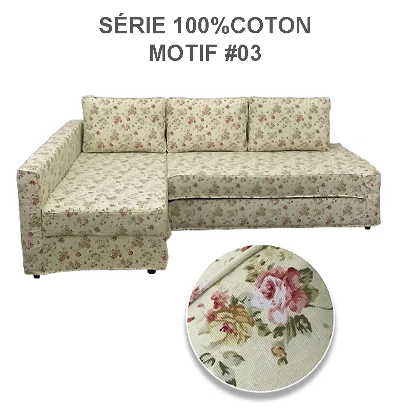 Housse pour canapé d'angle convertible IKEA FRIHETEN motifs imprimés 100%coton