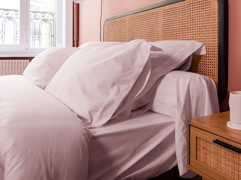 Taie de traversin en Percale de coton - Rose poudré