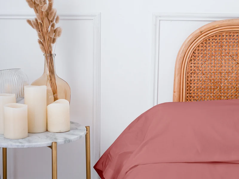 Taie de traversin en Percale de coton - Vieux rose