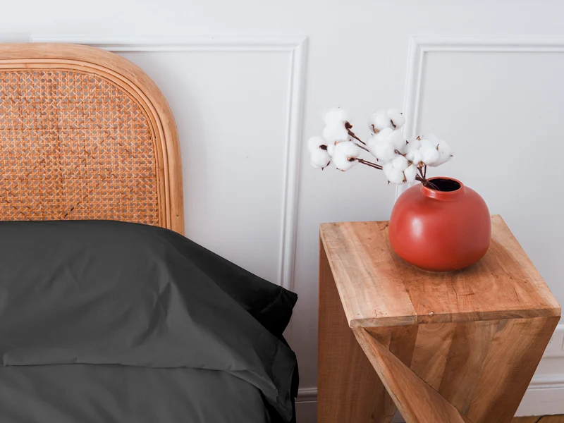 Taie de traversin en Percale de coton - Gris anthracite