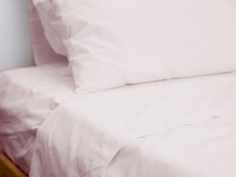 Drap plat en Percale de coton - Rose poudré