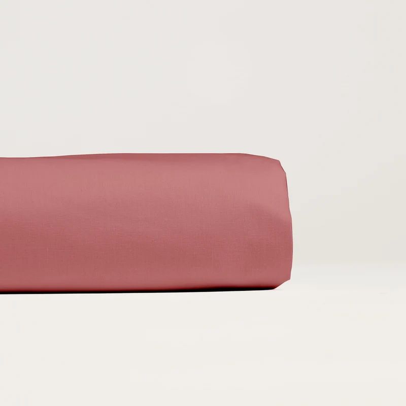 Drap plat en Percale de coton - Vieux rose