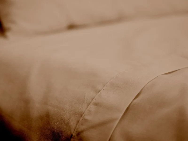 Drap plat en Percale de coton - Marron