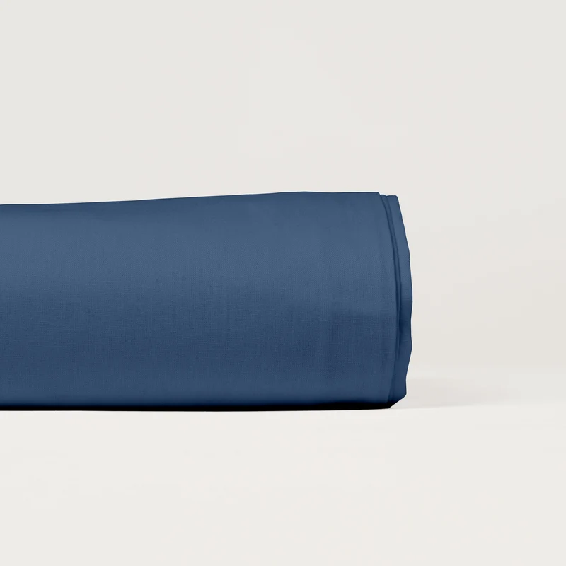 Drap plat en Percale de coton - Bleu marine