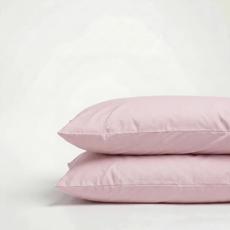 Taies d'oreiller X2 en Percale de coton - Rose poudré