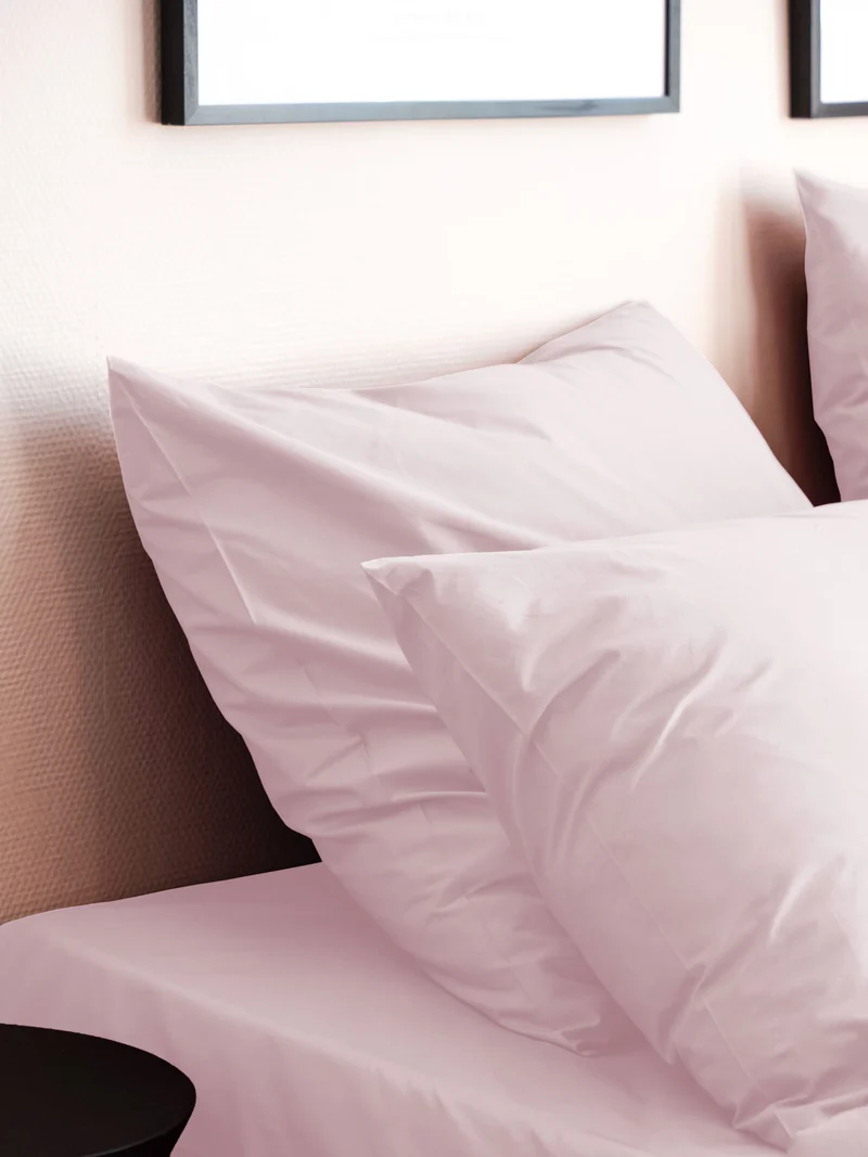 Taies d'oreiller X2 en Percale de coton - Rose poudré